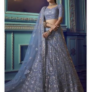 Beautiful Dusty Blue Lehenga
